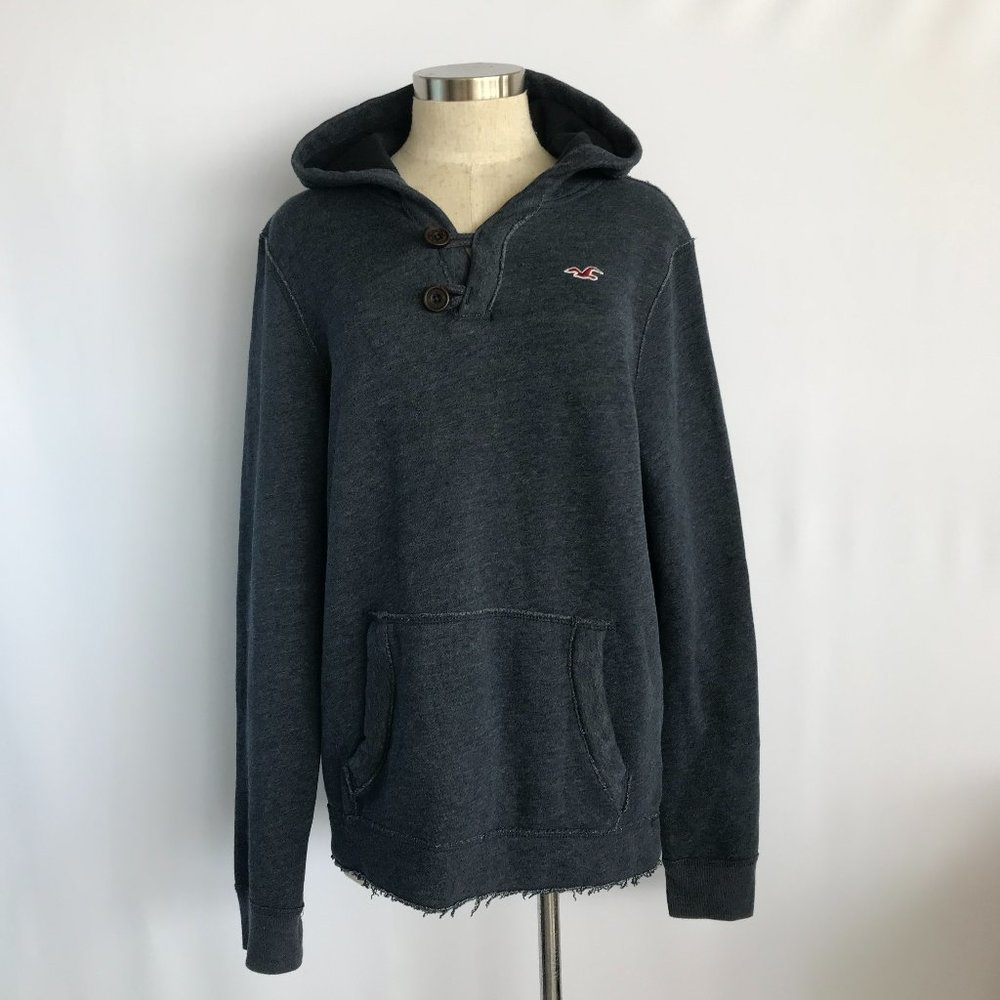 Men's Women's Unisex Hollister Dark Blue Pullover Hoodie Kangaroo Pockets Sz S